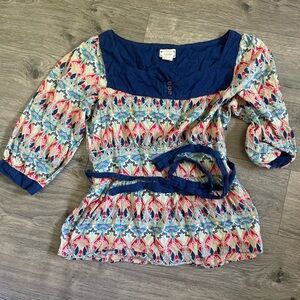 Anthropologie viola colorful top